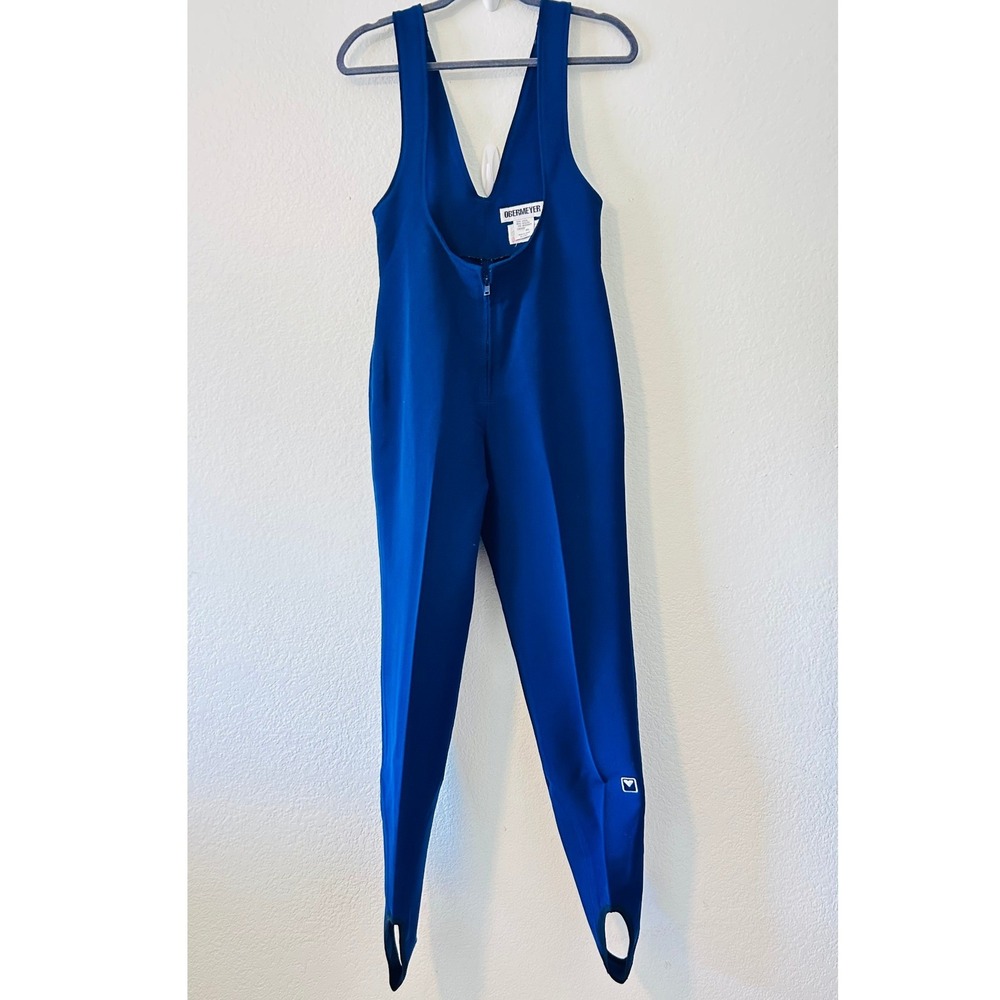 Obermeyer Vintage Wool Blend Ski Bib Stirrup Pants Blue SZ 10L Made in Japan